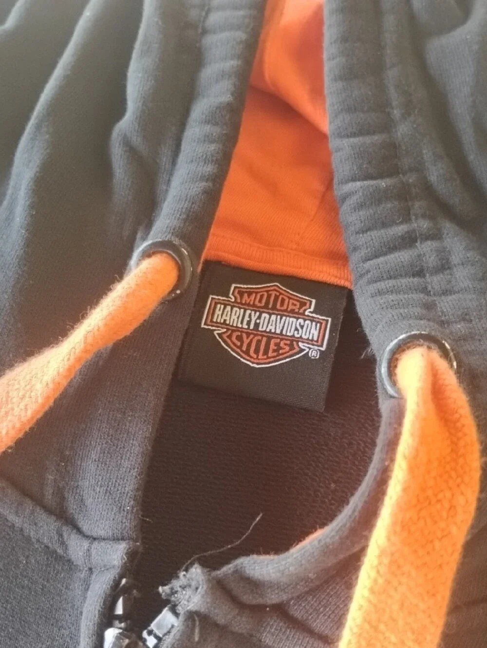 Harley-Davidson Black and Orange Men's Zip-Up Hoodie